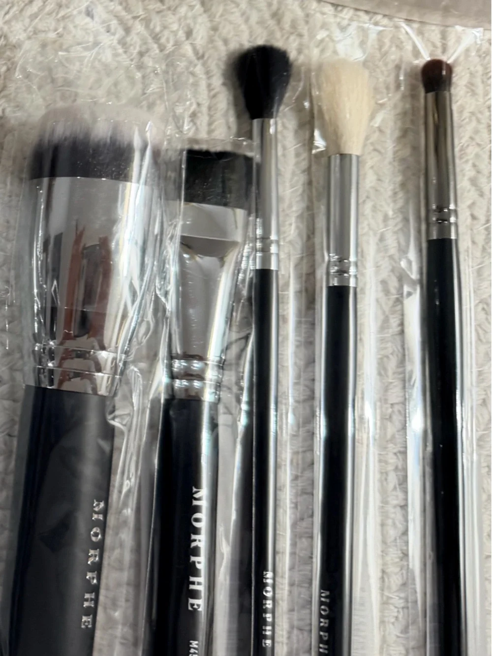 10 Piece Black/Silver Morphe Makeup Brush Set & Lancôme Paris Cosmetic Bag- New✨